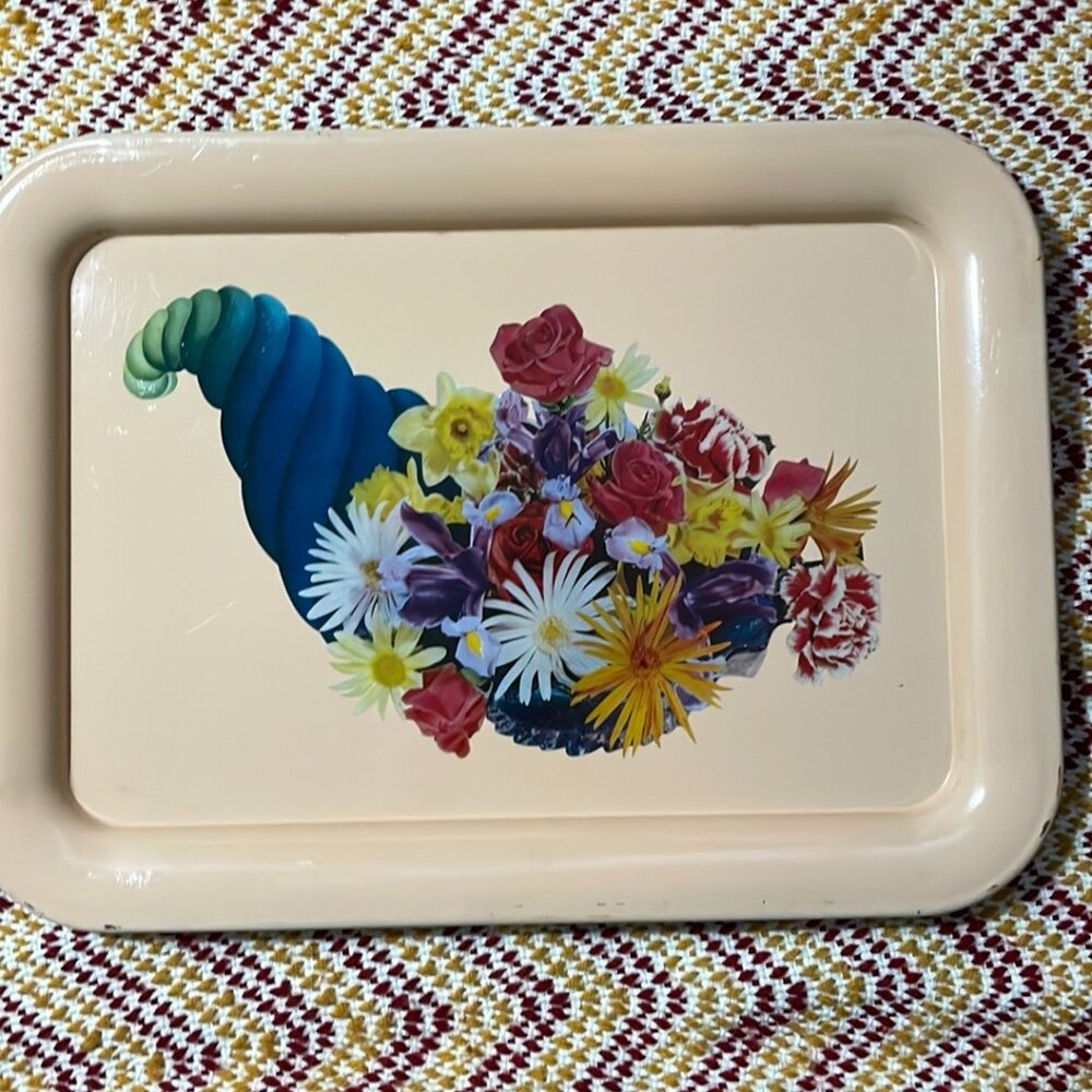 Vintage Metal TV Tray, Floral Cornucopias